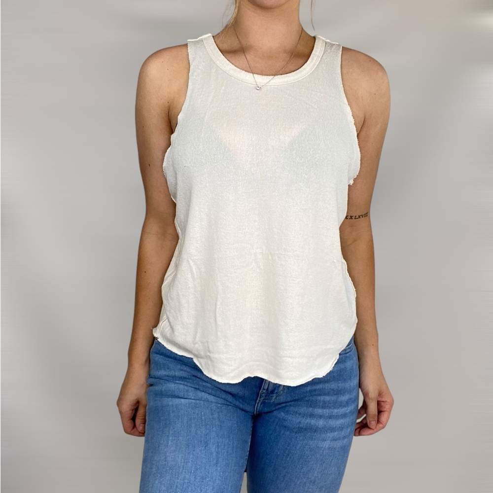 FREE PEOPLE WE THE‎ FREE Raw Hem Racerback Summer Boho Beach Tank Top